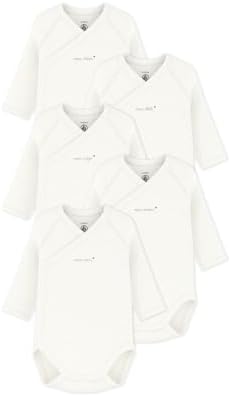 Petit Bateau Bodies Cruzados De Manga Larga De Algodón Liso Para Bebé