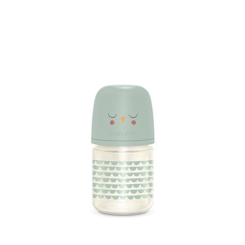 Image of Suavinex Bonhomia Glass Baby Bottle with SX PRO Silicone Nipple, Anti Colic Baby Bottles, Baby Bottles for Breastfed Babies, Slow Flow, 0mo, 4oz, Mint