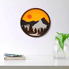 EVER MALL Natural Design Wall Decor Panel Traditional Art Wooden Wall Hanging Plaque, Wood Carving Wall Decorative Frame for Living Room, Bed Room, Office Decoration Frame Showpiece_Round