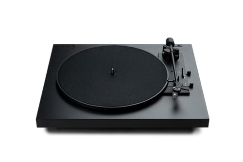 Tocadiscos A1.2 de transmisión por correa totalmente automática con función de inicio/parada, retorno del brazo tonificado (negro)