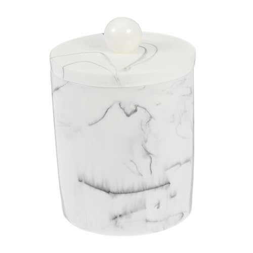 KESYOO 感ある大理模様 綿棒収納ケース 蓋付き 綿棒や綿パッド収納に 小型で省スペース 多用途 防塵防湿構造で衛生的 しっかりとした軽量