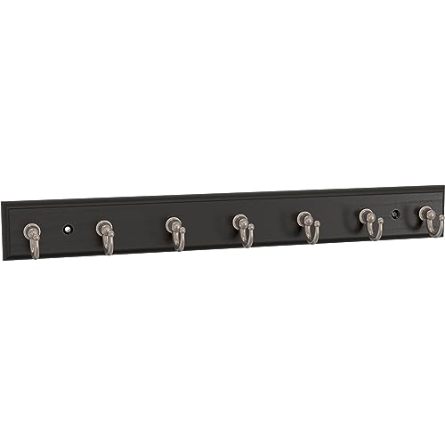 Franklin Brass Key Tidy (1-Pack) Matte Black Key Holder 14' Wall Mount Small Item Rack 7 Hooks for Wall, Hallway, Entry Keychain Rail Organizer B46712K-218-R