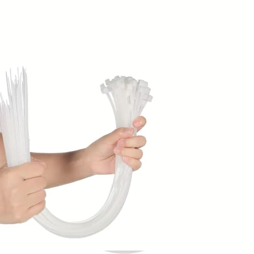 Neyiem 結束バンド 50本入り(幅4.8mm 長さ300mm)ナイロン結束バンド 耐候性 耐熱性 ケーブル固定 配線管理 広く適用 屋内外 強力 セルフロック家庭 産業 オフィス ケーブル整理収納など(ホワイト)