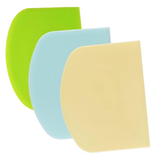 YCSHIPO Plastic Dough Scraper Set 3-Piece Ergonomic Dough Cutter for Baking & Cooking (Blue/Green/Yellow)