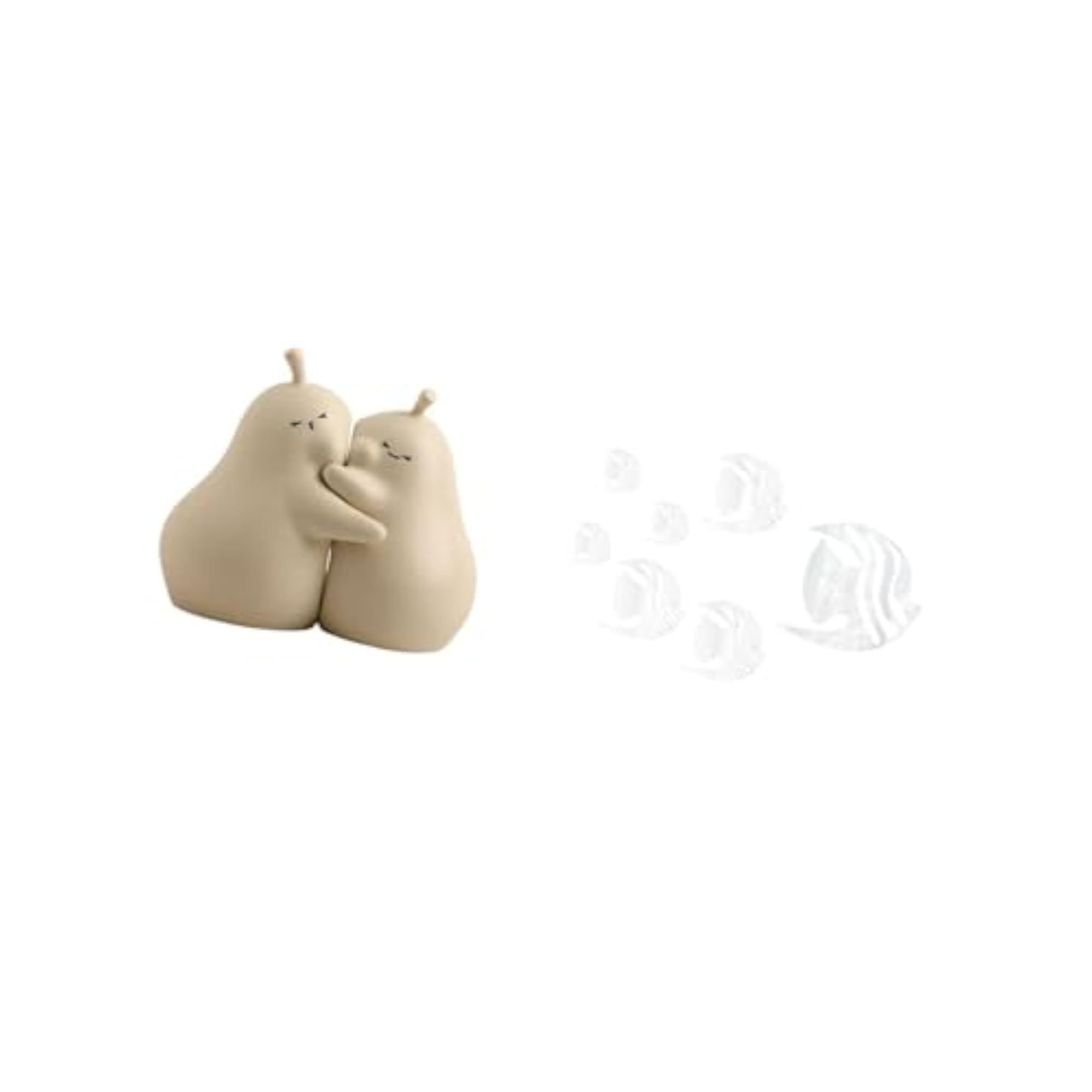 Hugging Pear Ceramic Bookend and Acrylic Fish Mirror Wall Decals