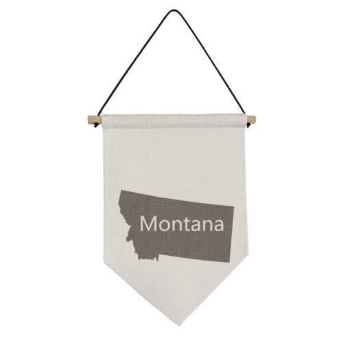 Art mural en toile suspendue style carte contour du Montana