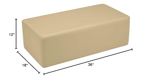 Image of Sprogs 12 inch H Structured Rectangle Stool -Flexible Modular Collaborative Soft Seating for Office, Home, Lounge and School Classrooms with Durable Frame -Sand