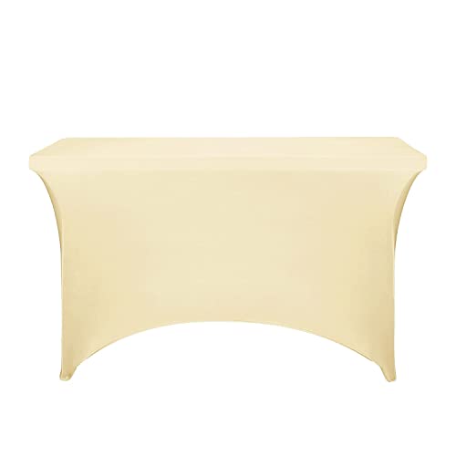 Image of FORLIFE 2Pack Spandex Table Covers,Fitted Tablecloth for Rectangular Tables, Stretch Patio Table Covers, Universal Spandex Table Cover for Wedding, Banquet, Party (4ft, Champagne)