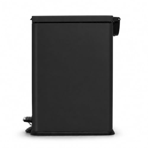 Image of Home Zone Living 4 Gallon Slim Kitchen Trash Can with Soft Close Lid and Step Pedal, Matte Black Stainless Steel Wastebasket with Removable Bucket