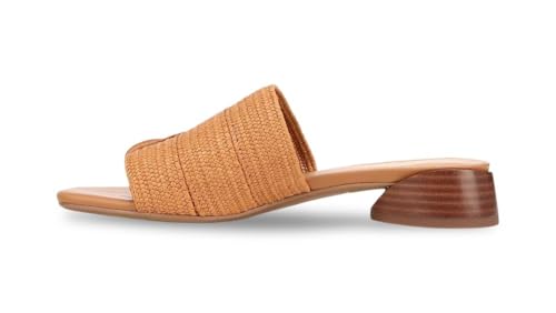 Image of Franco Sarto Loran Stacked Heel Slide Dress Sandals, Tan Raffia, 6M (US)