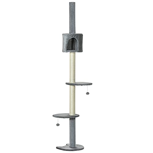 Árbol para gatos ajustable de 4 niveles gris miniatura 6