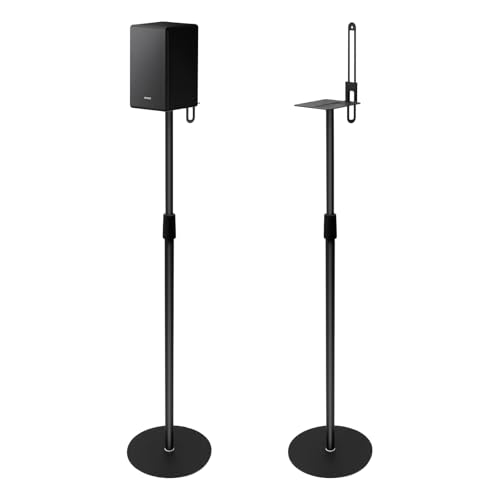 Phogrtty Speaker Stands Pair for Surround Sound,Height Adjustable 29in to 55in,Floor Speaker Stand for Satellite & Bookshelf & Studio Monitor Stand up to 5kg/11lb,Black