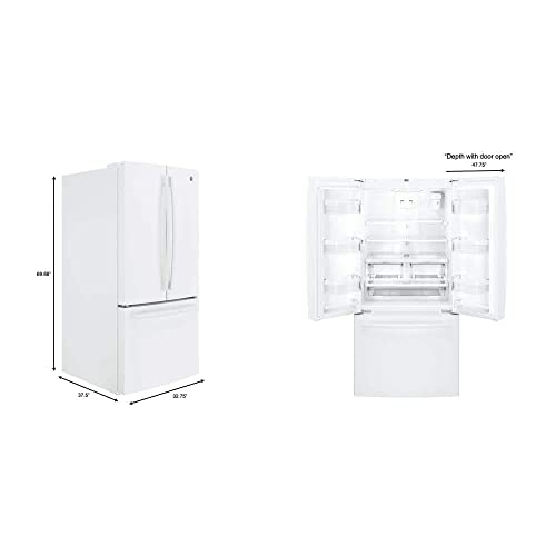 Image of GE GNE25JGKWW 24.7 cu ft French Door Refrigerator - Internal Water Dispenser & Icemaker, LED Lighting, White