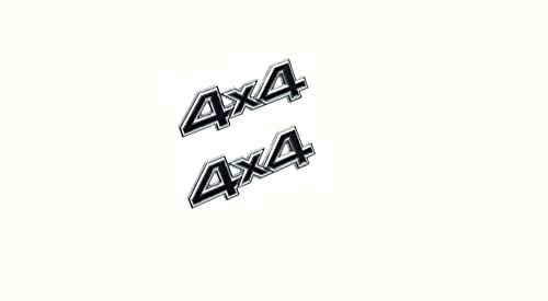 Image of 2 pc 4X4 Emblem 3D Badge Metal Sticker Tailgate Decals Car Side Fender Rear Trunk Emblem Fit for Universal Car Truck SUV Pickup 4Wd (Silver-Black)
