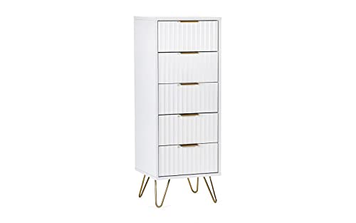 Julian Bowen Commode Haute à 5 tiroirs Murano - Blanc Mat, Taille Unique