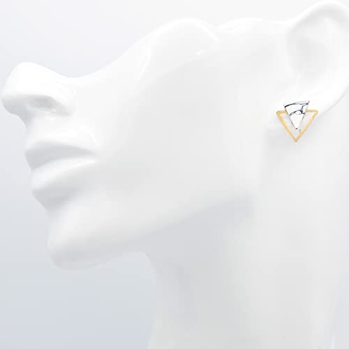 Boucles d'oreilles triangle acier inoxydable imitation marbre puces