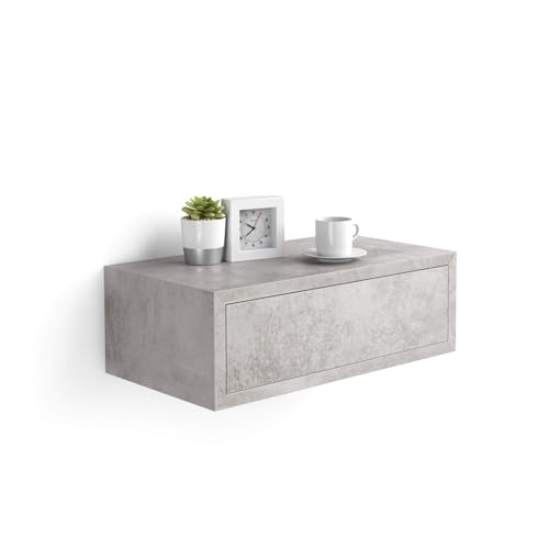 Mobili Fiver, Riccardo Floating nightstand, Concrete Effect, Grey...