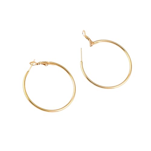 Gold Hoop Earrings for Women,Hypoallergenic Surgical Steel Hoop Earrings 30mm,925 Sterling Silver Post, Classic Hoops Everyday Wear