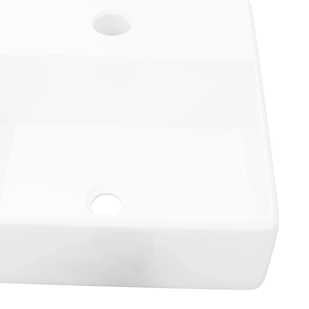 Rantry Lavandino Bagno in Ceramica Bianca Quadrato con Foro Rubinetto, Lavandino Piccolo Bagno, Tappo Lavandino Bagno, Lavandini, Filtro Lavandino Bagno, Tappi Scarico Lavandino Bagno Decorazione