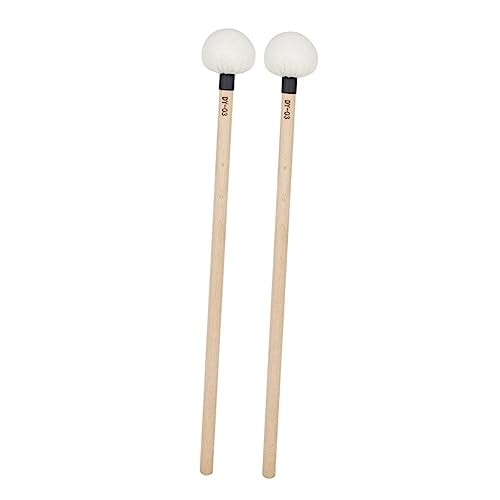 2 piezas de baquetas de felpa con mango de madera para percusión negro miniatura 1
