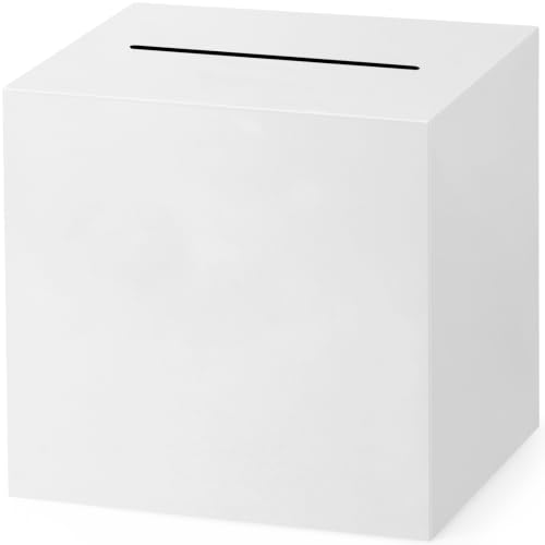 Image of White Card Box with Slot 7.9 inch Wedding Favors Card Box Receiving Money Envelope Holder for Reception, Wedding, Baby Showers, Anniversary, Retirement, Birthday Party, Graduation Decorations
