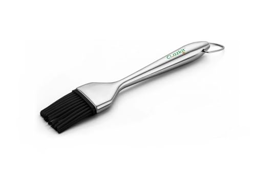 Clazkit Silicone Basting Brush, Stainless Steel Basting Brush with Silicone Bristles for BBQ/Grilling/Pastry/Turkey Baster, BPA Free -Black