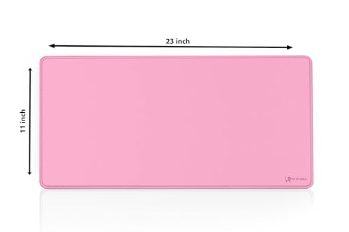 Image of Pink Extended Desk mat for Gaming & Office, Smooth Surface, Non-Slip Rubber Base, Waterproof, Size 11X23 Inches Large Desk mat