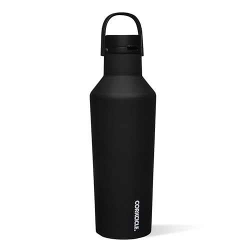 Corkcicle Sport Canteen - Keeps Drinks Cold 25 Hours - Stainless Steel Water Bottle - Triple-Insulated - Spill-Proof - Summer Drinkware Gift - Keeps Drinks Ice Cold - 20 oz - Black