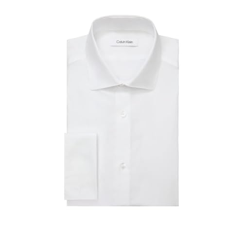 Calvin Klein Men's Non Iron Slim Fit French Cuff Dress Shirt, White, 16.5" Neck 34"-35" Sleeve - image 3