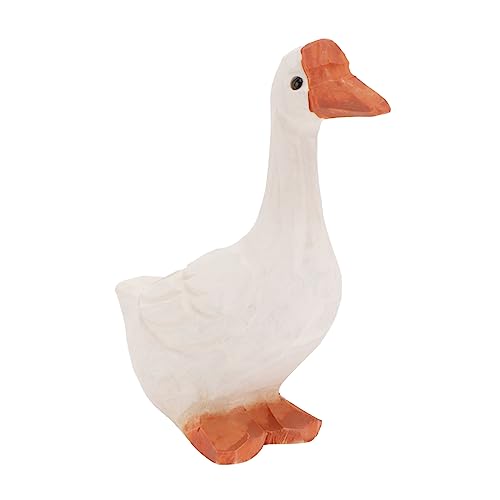 ZXQUEGF 1pc Animaux Sculpture Ornements Figurines d'oie Figurine d'oie Figurine éducative d'oie en Bois Blanc