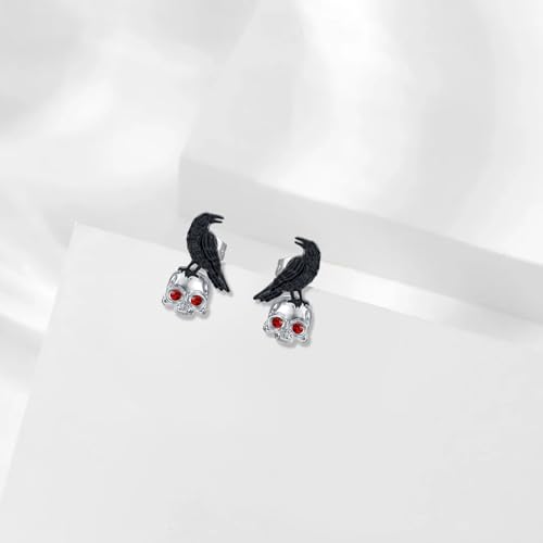 Halloween Stud Earrings 925 Sterling Silver Skeleton Hand/Satanic/Cat Skull/Coffin/Spider Earrings Gothic Halloween Jewelry for Women3