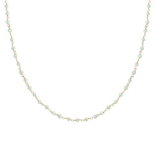 SINGULARU - Collar Crystals Jade. Colgante en Plata de Ley 925 con Acabado Baño de Oro de 18 Kt. Cadena de Talla Unica. Joyas para Mujer