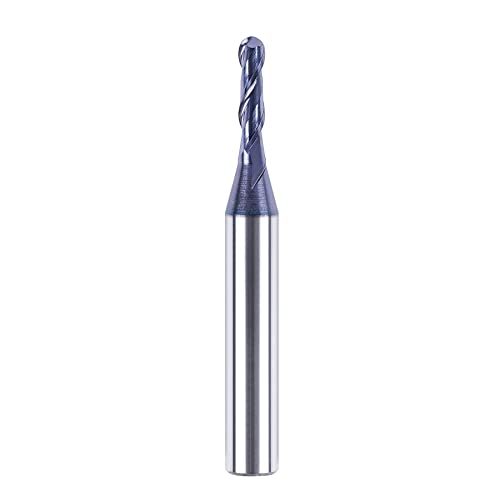 Spetool 5PCS P2B-R1/16-H1/4-TIAIN 5Pcs Ball Nose End Mill 1/8 Inch Cutting Diameter 1/4 Inch Shank 2 Flute Hrc55 Tiain Coated Carbide Upcut Router Bits Cnc Milling Tool thumb #5