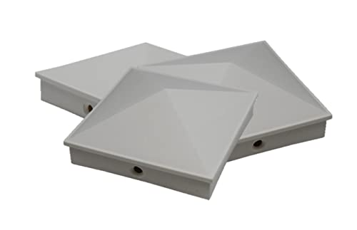 15,2 x 15,2 cm Nominal (14 x 14 cm) Kunststoff-Pyramiden-Vinyl-Zaunpfostenkappe mit vorgebohrtem Loch, schwarz oder weiß, mehrere Mengen für nominale 15,2 x 15,2 cm Pfosten (4, weiß) Cover