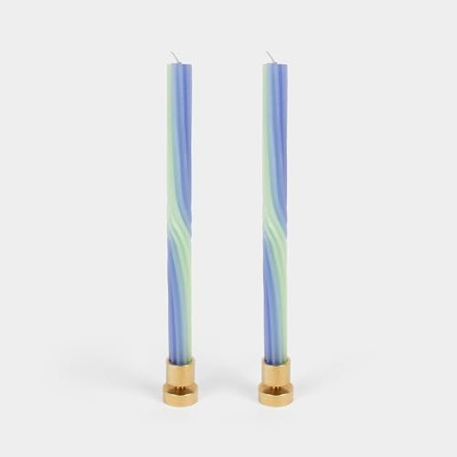 Pivot Candles (2 Pack) - Joyful Vibrant Design Taper Candlesticks | Bright Colors | 7/8” diam x 11” Length | Designed by Lex Pott | Made in USA (Lavender & Green)