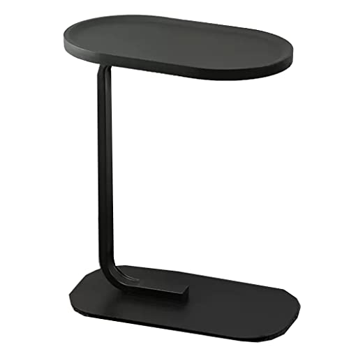 Mesa centro ovalada con escritorio de madera y marco metal 2