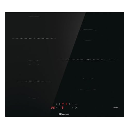 Hisense HI6321BSOLCE - Plaque à Induction à 3 Zones, 1 avec Foyer Géant de 32 cm, 2 Reliées entre Elles Zone Pont, Plan de Travail de 60 cm, Sécurité...