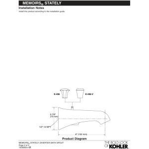 Kohler 496-V-CP Memoirs® Stately Wall-Mount Bath spout with Deco