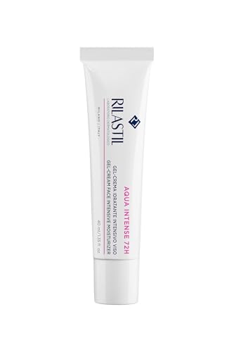 Rilastil - Aqua Intense 72 horas, Gel-Crema Facial Hidratante Intensivo, con Ácido Hialurónico, HydraBoost y Ceramidas, para Todo Tipo de Pieles, Incluso Sensibles, Testado Dermatológicamente - 40 ml