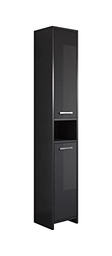 Freistehend Badezimmer Schrank hoch Schrank Nemo 167cm Schwarz Hochglanz...