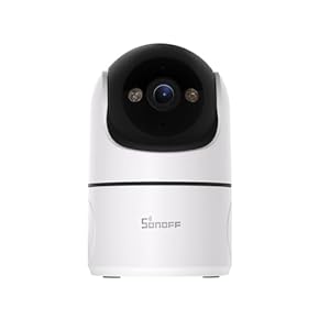 SONOFF Indoor Cam PT2, Caméra de Sécurité WiFi Panoramique/Inclinable 1080P, Vue à 360°, Suivi Mouvement, Audio Bidirectionnel, Mode Confidentialité, Stockage Cloud/SD, Compatible Alexa & Google Home