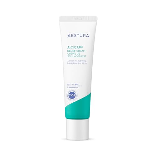 AESTURA A-CICA 365 RELIEF CREAM 48 Hour Hydration, Face Moisturizer for Trouble-Proned Skin and All Skin Type, Cream for Soothing and Relief, Formulated without Fragrance, 60ml