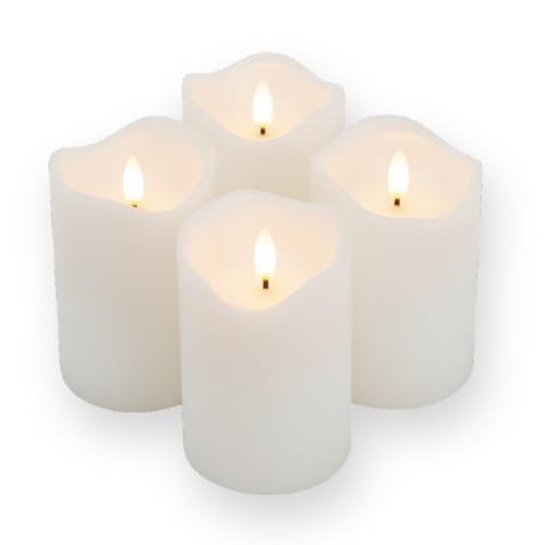 ToCi 4 x LED Kerzen Weiß Ø 7,5 x 15 cm – Flammenlose...
