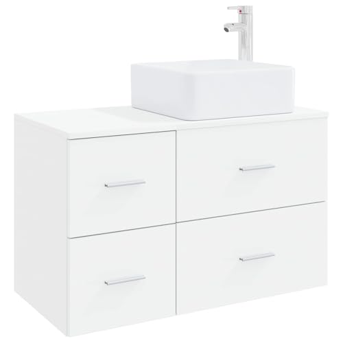 Muebles de baño modernos de madera blanca con lavabo integrado para el hogar 2