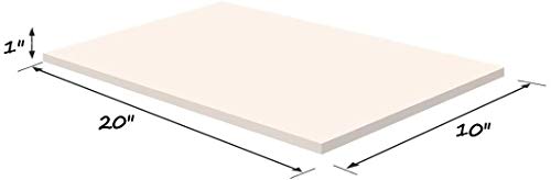 Dream Solutions USA Upholstery Visco Memory Foam Sheet- 3.5 lb High Density 1inchHx10inchx20inch- Luxury Quality for Squishy Toy,Sofa,Chair Cushion,Pillow,May Relieve Backaches and Bed Sores,White