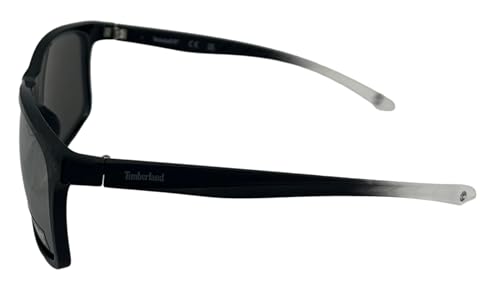 Timberland Mens Shiny Black Plastic Rectangle Wrap Sunglass TB7255. 1C3