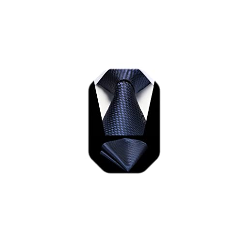 Image of HISDERN Mens Striped Tie and Pocket Square Set Necktie for Men | soft smooth texture, wrinkle-free, neat hand-tied knot, gifting ready, regular 3.4 width, coordinated look, business wedding