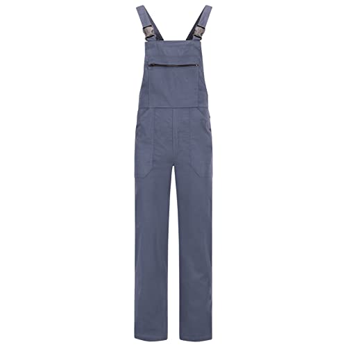 BWOLF ANAX Pantalones con Peto de Trabajo para Hombre con 5 Bolsillos y Rayas Reflectantes Gris S