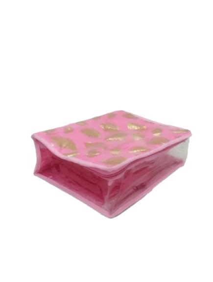 Image of Makeup Pouches Necklace Earrings Cosmetic Vanity Storage Box Jewellery Organizer Toiletry Organizer Pouch Zipper Bag For Women | Colour- Pink