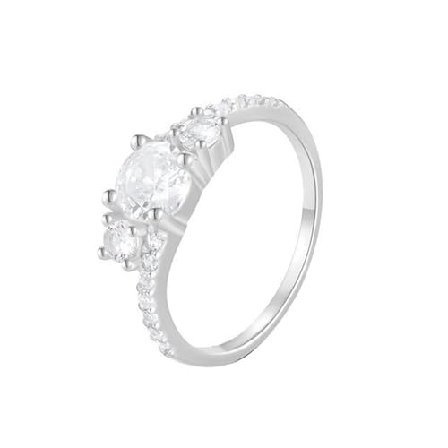 Tolldek Anillo de compromiso de oro real de 9 K/14 K, clásico anillo de eternidad, alianzas de boda, anillos de boda con moissanita, talla 47-62, color blanco y dorado Au 375/585, Oro blanco 585 de 14
